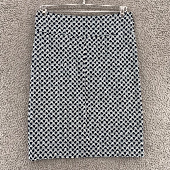 Margaret M Skirt Women Medium Navy Geometric Straight Knee Length Pull On Career - Picture 3 of 11